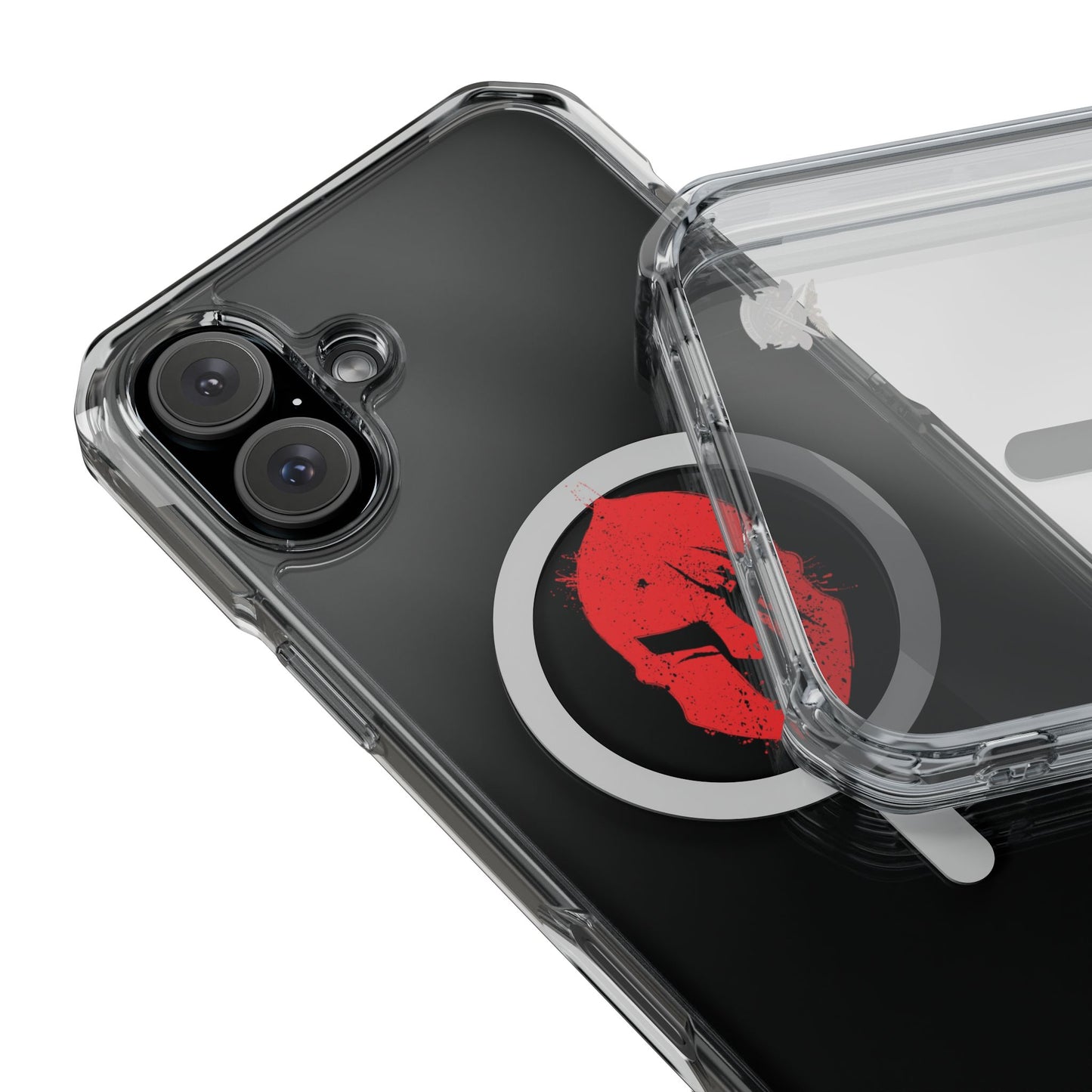 Spartan Collection - Clear Magnetic Phone Case — Red Spartan Helmet Design
