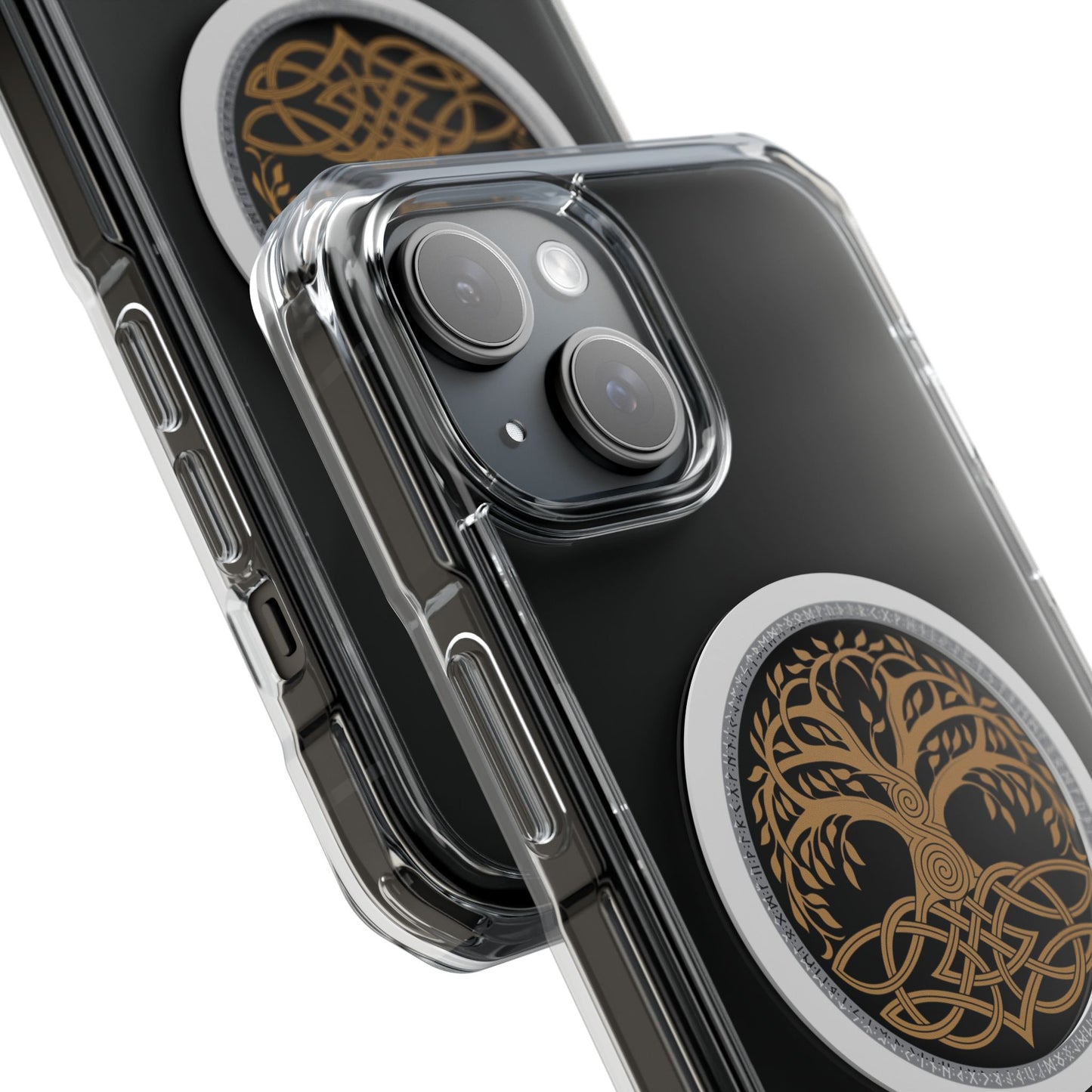 Viking Collection - Clear Magnetic Phone Case with Celtic Tree of Life Ring — MagSafe Compatible