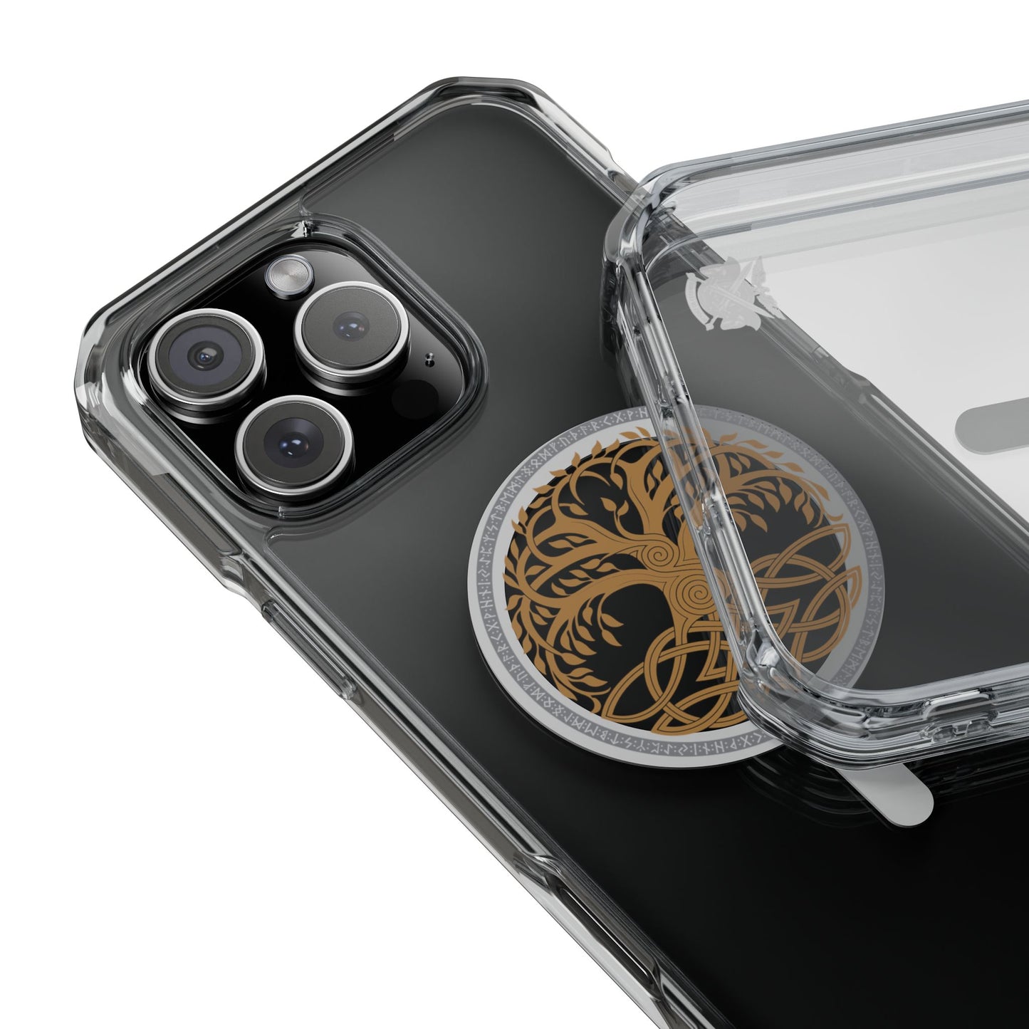 Viking Collection - Clear Magnetic Phone Case with Celtic Tree of Life Ring — MagSafe Compatible