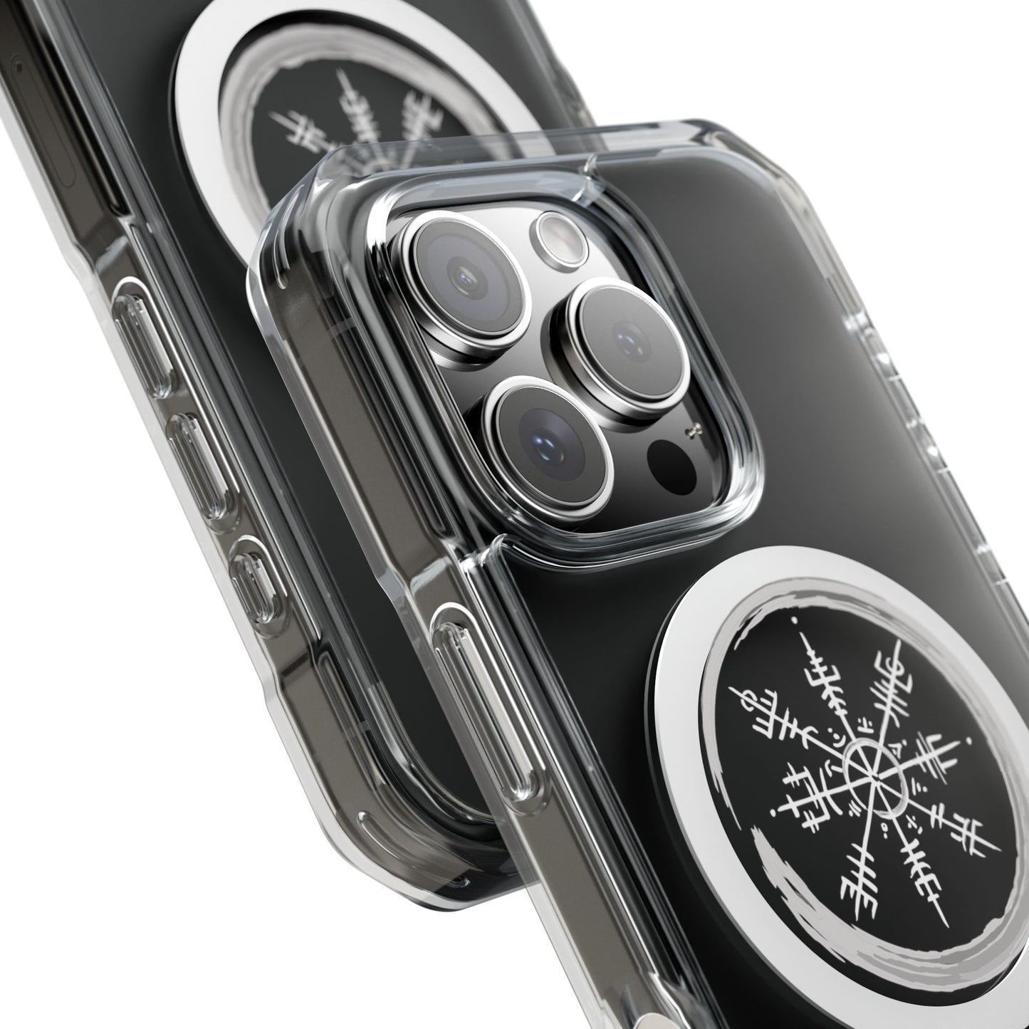 Viking Collection - Clear Magnetic Phone Case with Vegvisir Compass Design — Protective iPhone Case