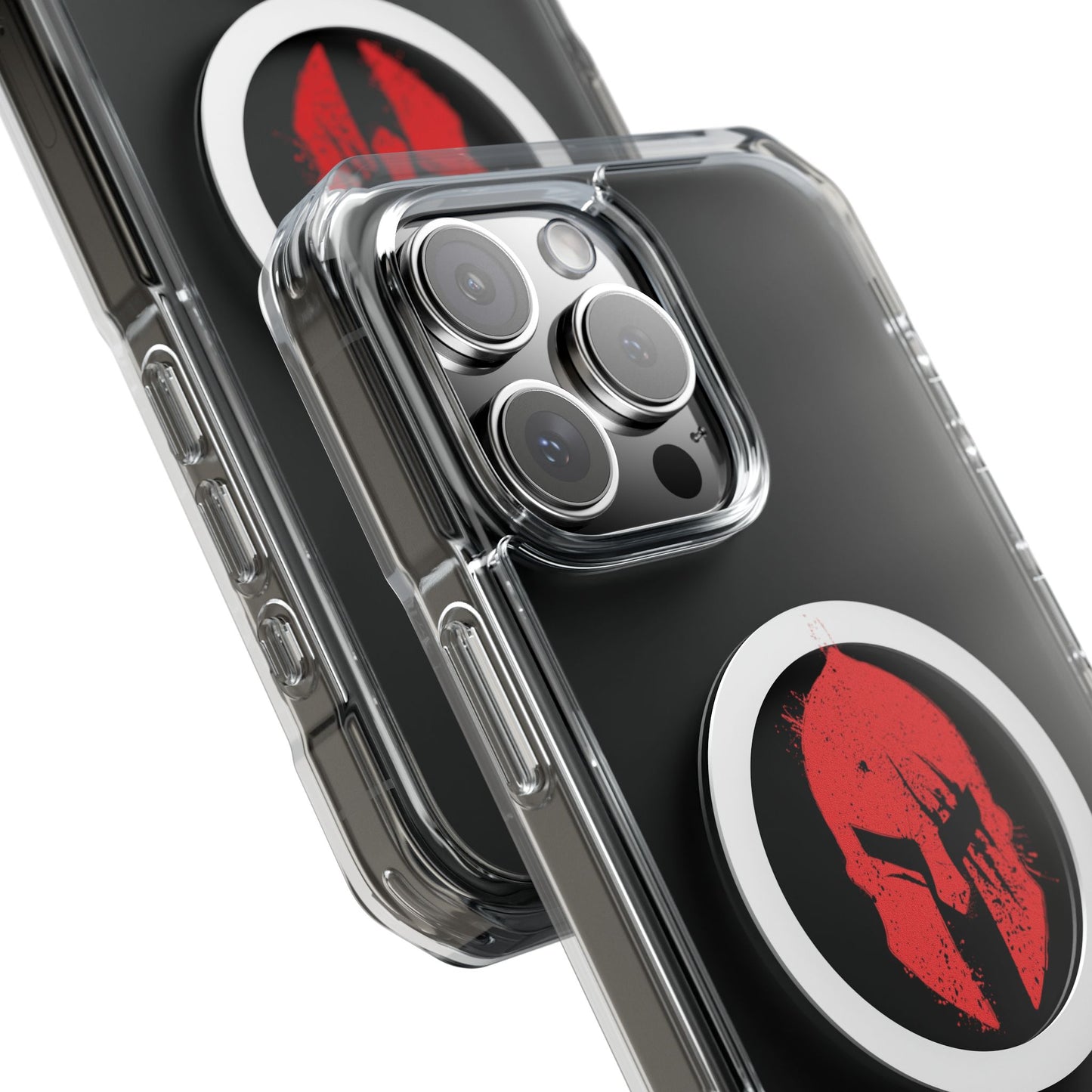 Spartan Collection - Clear Magnetic Phone Case — Red Spartan Helmet Design