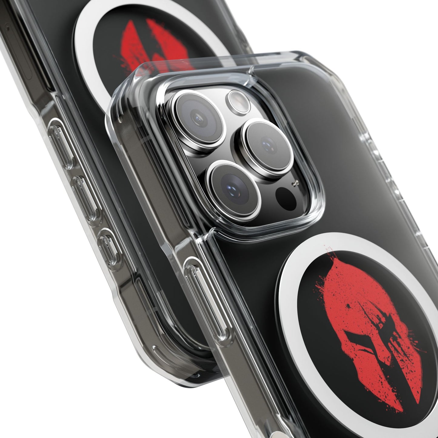 Spartan Collection - Clear Magnetic Phone Case — Red Spartan Helmet Design