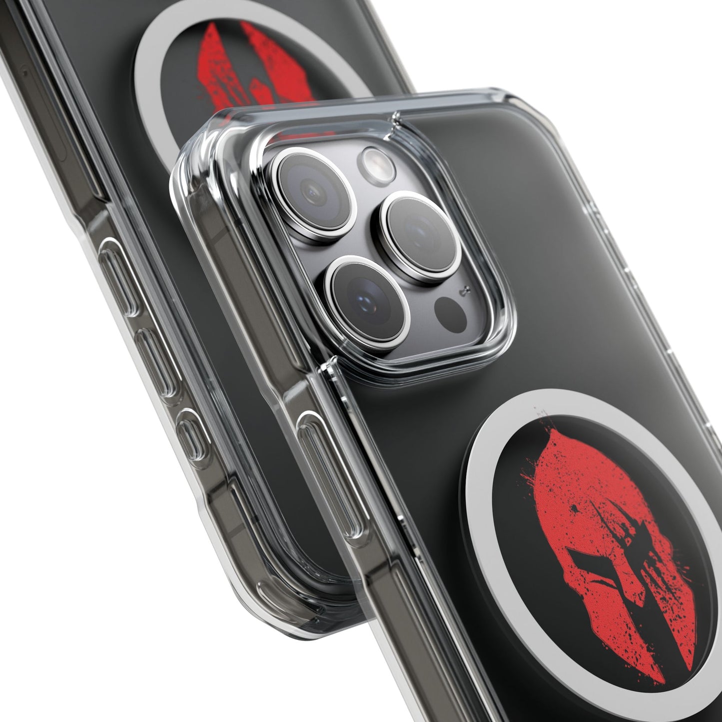 Spartan Collection - Clear Magnetic Phone Case — Red Spartan Helmet Design