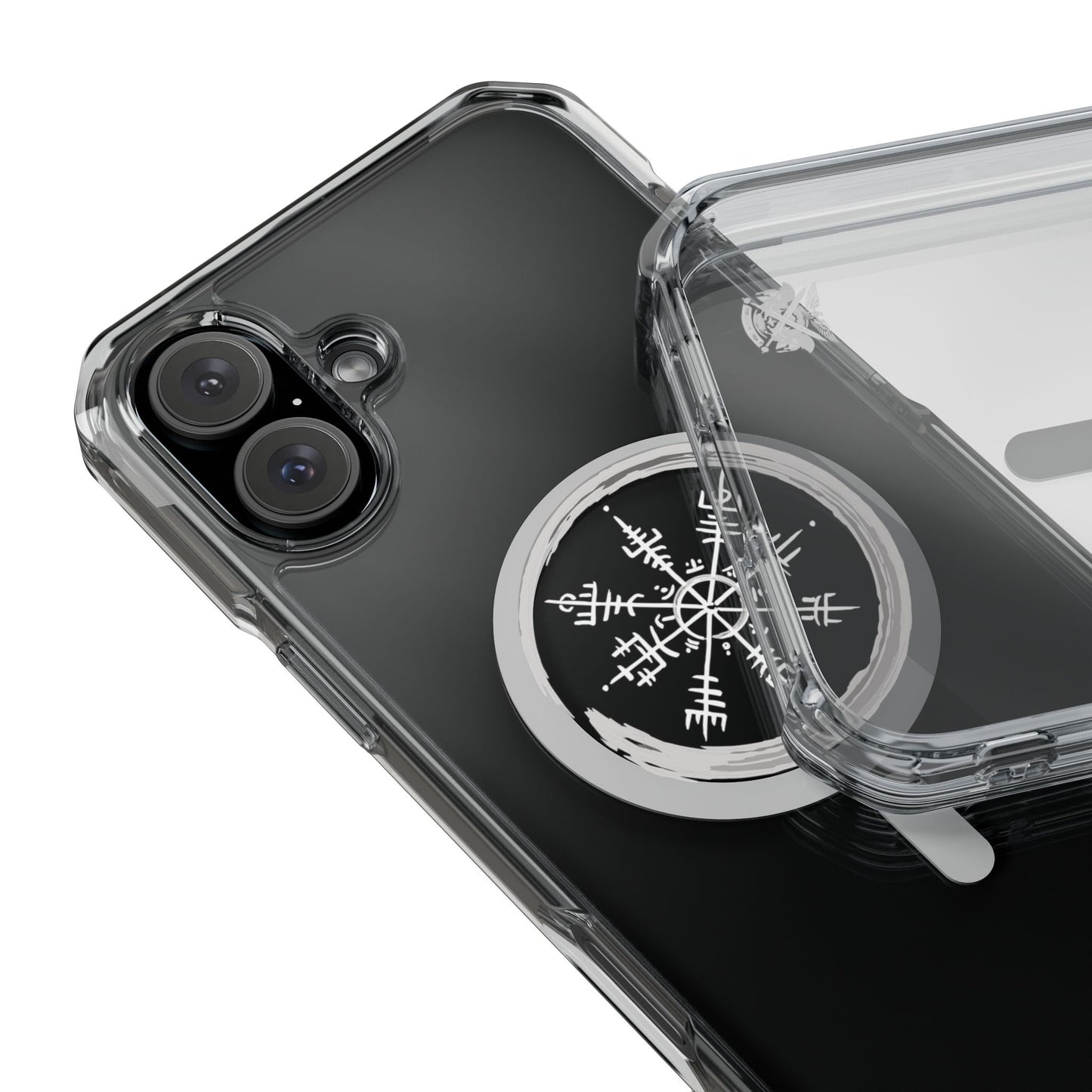 Viking Collection - Clear Magnetic Phone Case with Vegvisir Compass Design — Protective iPhone Case