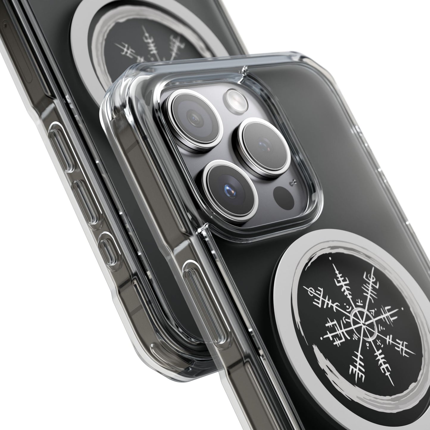 Viking Collection - Clear Magnetic Phone Case with Vegvisir Compass Design — Protective iPhone Case