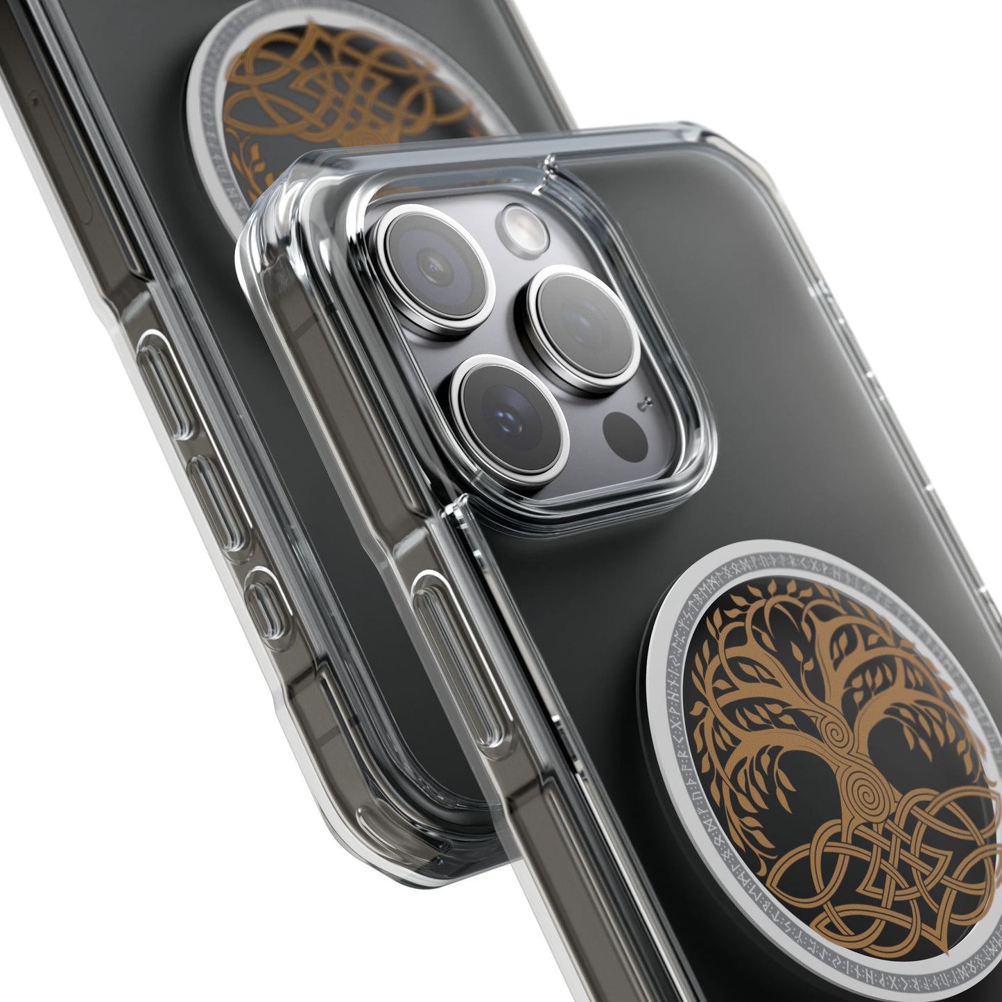 Viking Collection - Clear Magnetic Phone Case with Celtic Tree of Life Ring — MagSafe Compatible