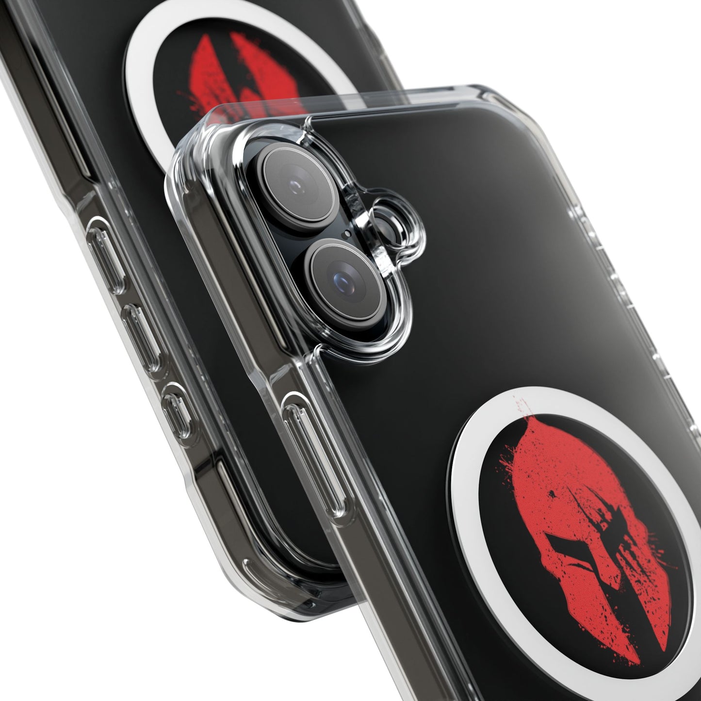 Spartan Collection - Clear Magnetic Phone Case — Red Spartan Helmet Design