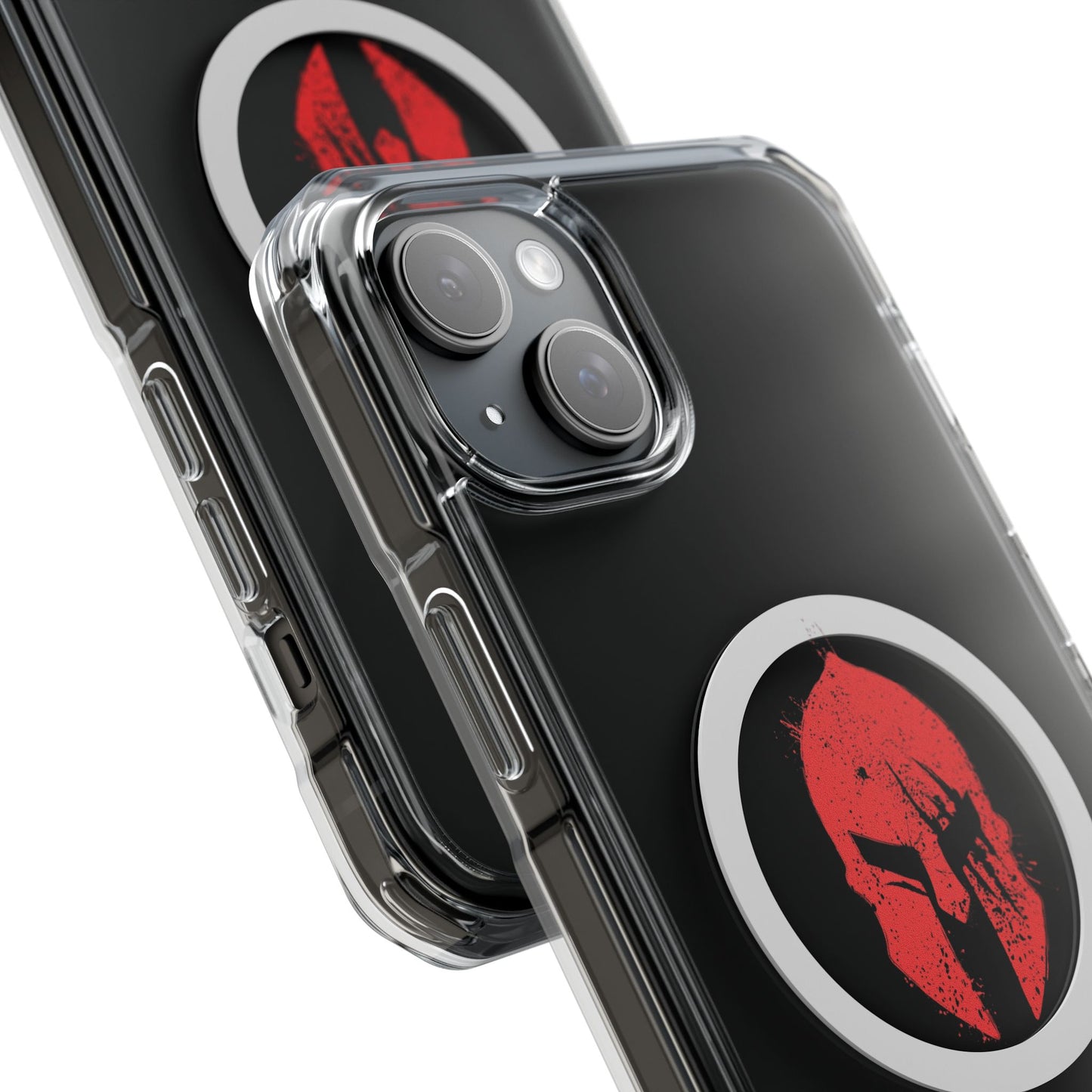 Spartan Collection - Clear Magnetic Phone Case — Red Spartan Helmet Design