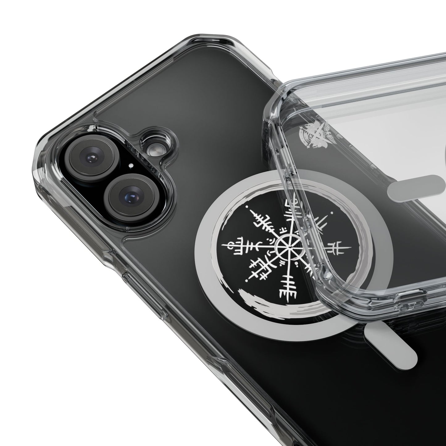 Viking Collection - Clear Magnetic Phone Case with Vegvisir Compass Design — Protective iPhone Case