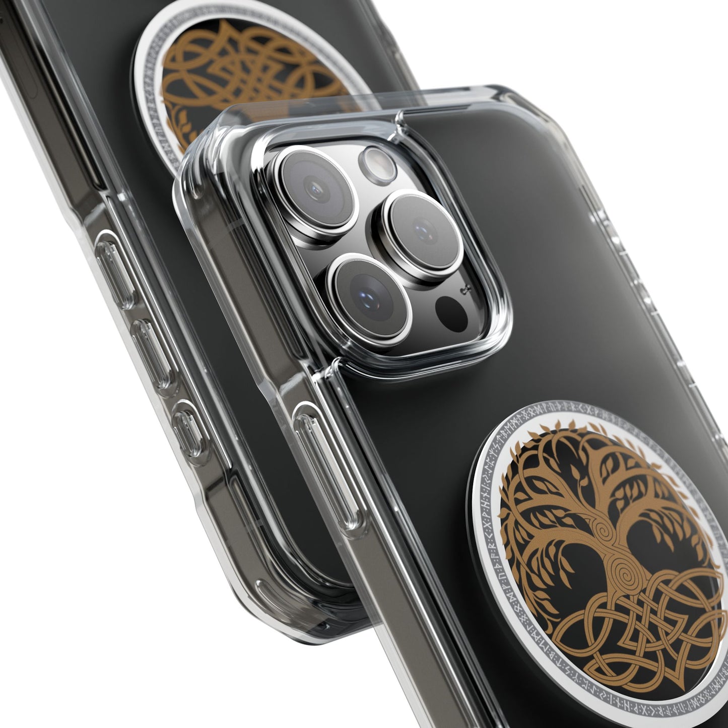 Viking Collection - Clear Magnetic Phone Case with Celtic Tree of Life Ring — MagSafe Compatible