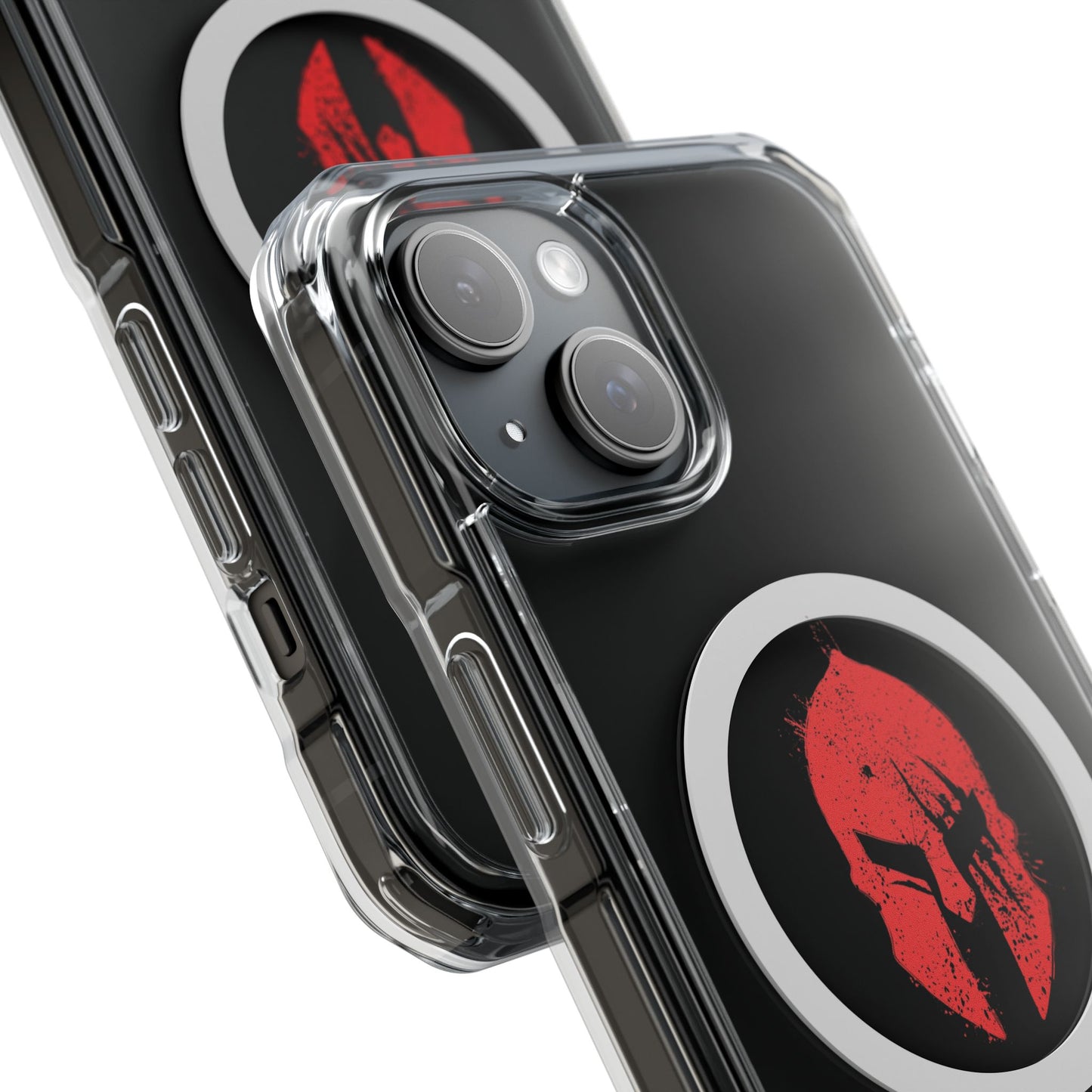 Spartan Collection - Clear Magnetic Phone Case — Red Spartan Helmet Design