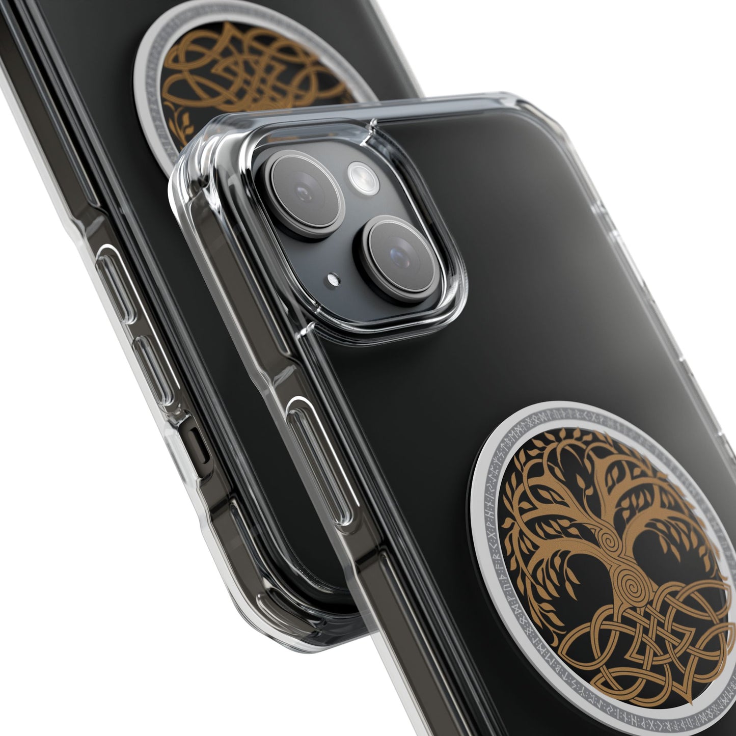 Viking Collection - Clear Magnetic Phone Case with Celtic Tree of Life Ring — MagSafe Compatible