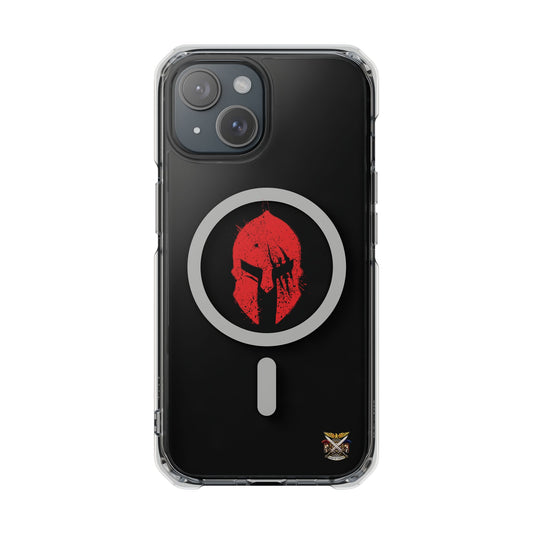 Spartan Collection - Clear Magnetic Phone Case — Red Spartan Helmet Design