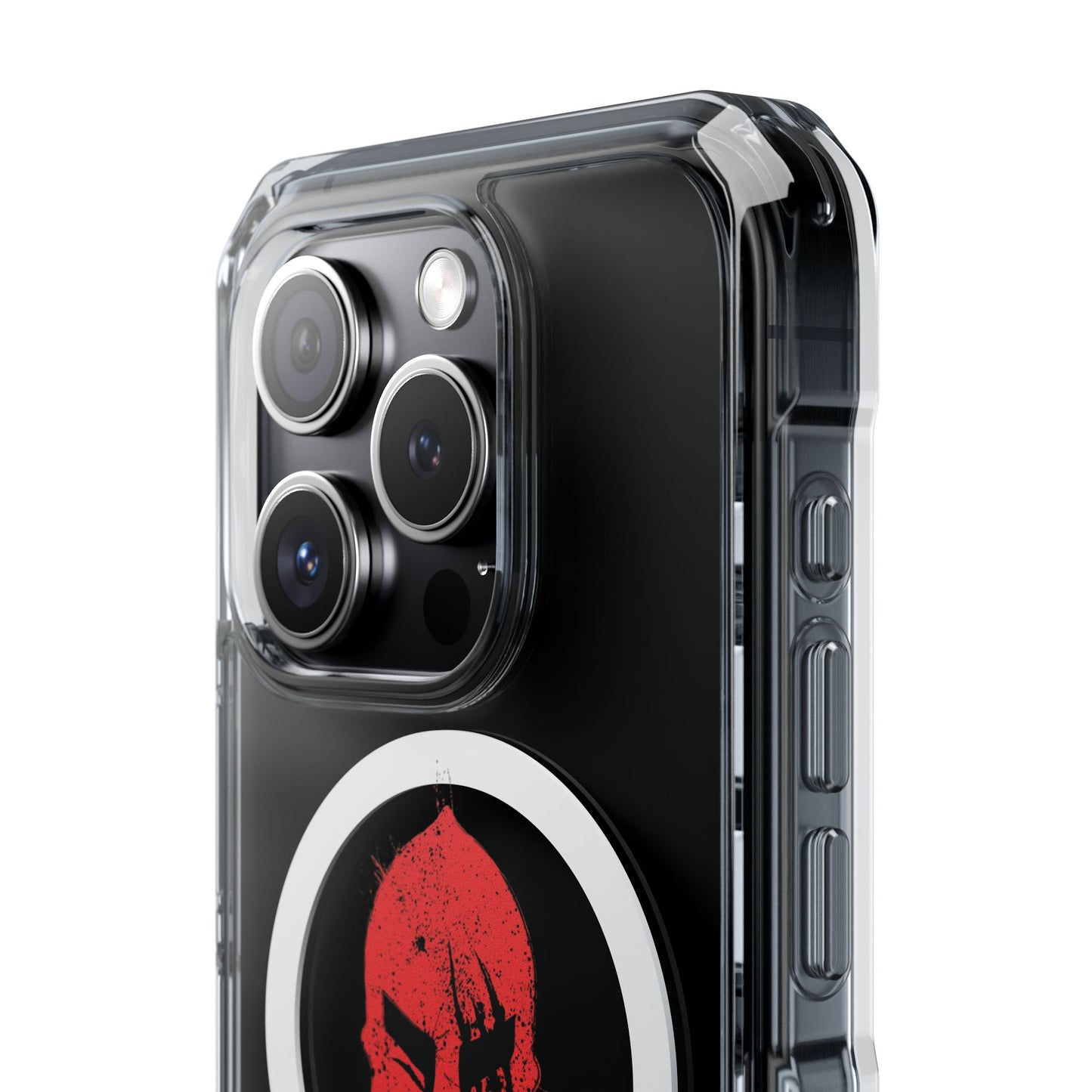 Spartan Collection - Clear Magnetic Phone Case — Red Spartan Helmet Design