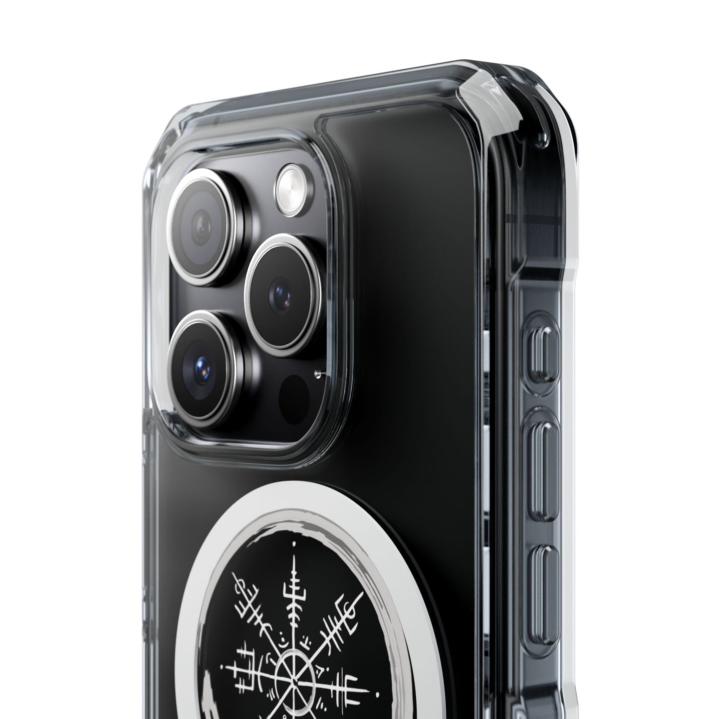 Viking Collection - Clear Magnetic Phone Case with Vegvisir Compass Design — Protective iPhone Case