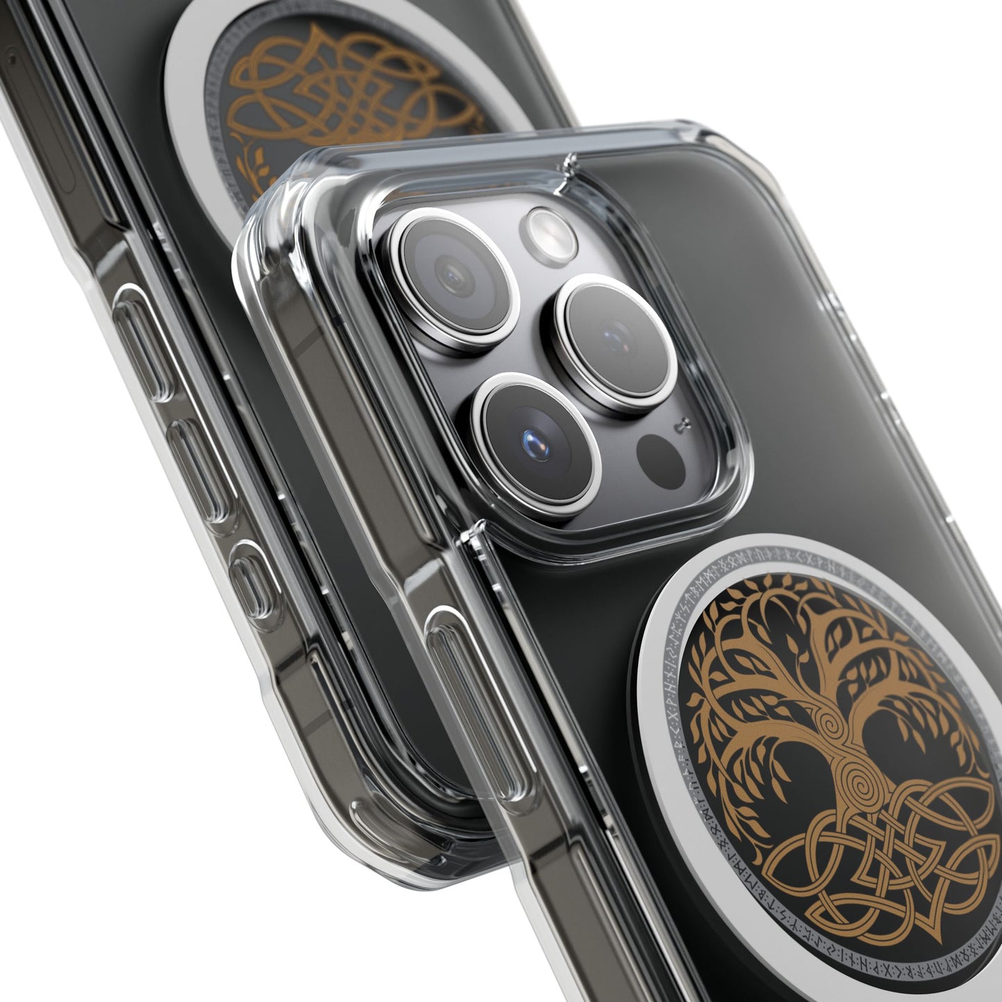 Viking Collection - Clear Magnetic Phone Case with Celtic Tree of Life Ring — MagSafe Compatible