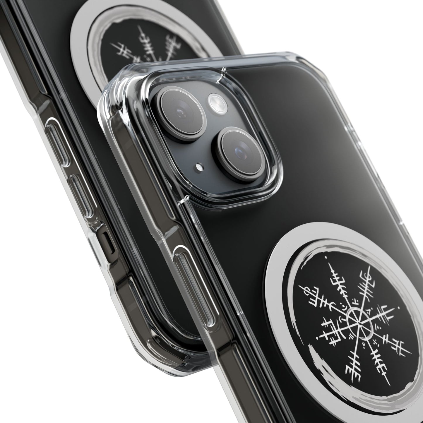 Viking Collection - Clear Magnetic Phone Case with Vegvisir Compass Design — Protective iPhone Case