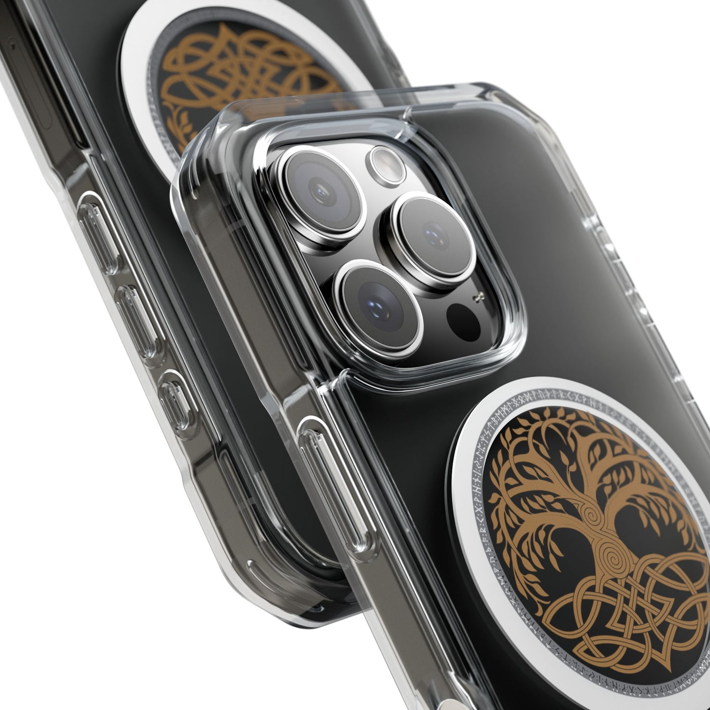 Viking Collection - Clear Magnetic Phone Case with Celtic Tree of Life Ring — MagSafe Compatible