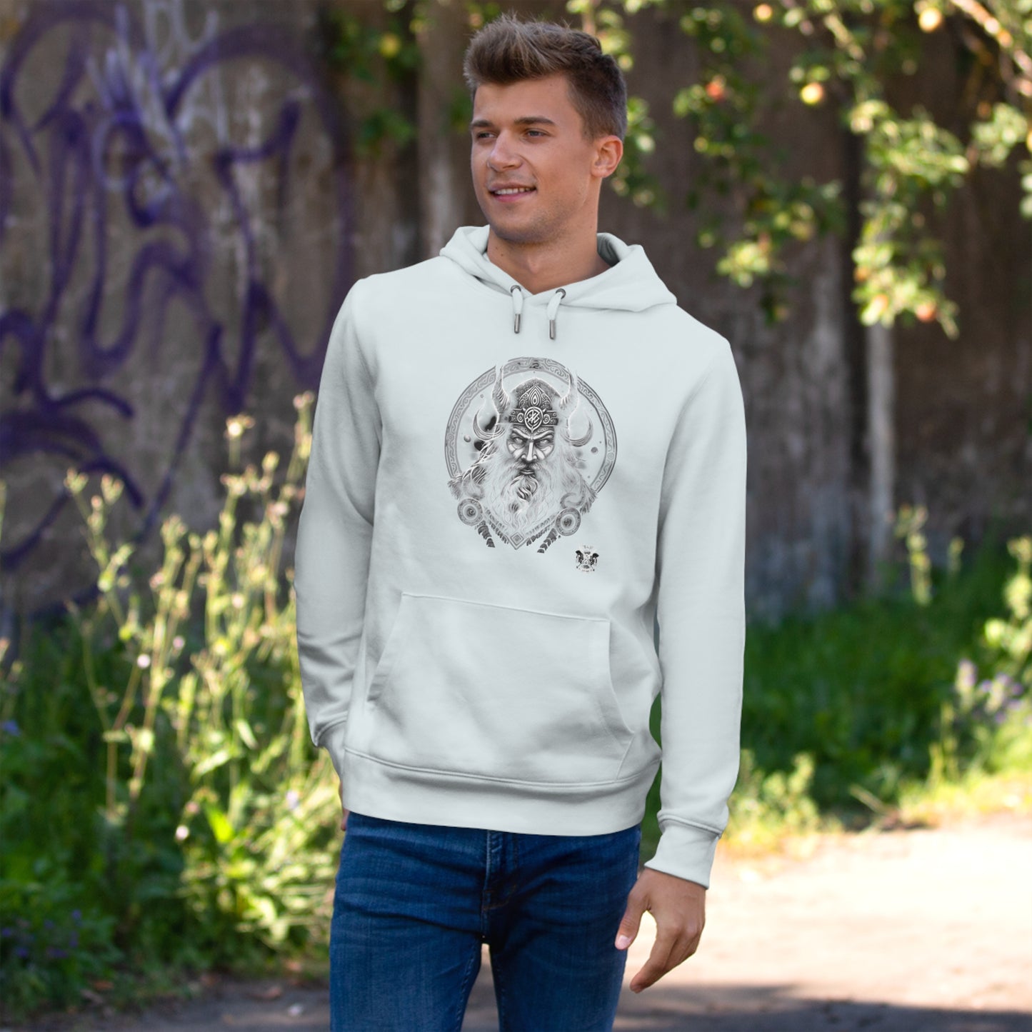 Viking Collection Hoodie — Vintage Viking King Portrait Hooded Sweatshirt
