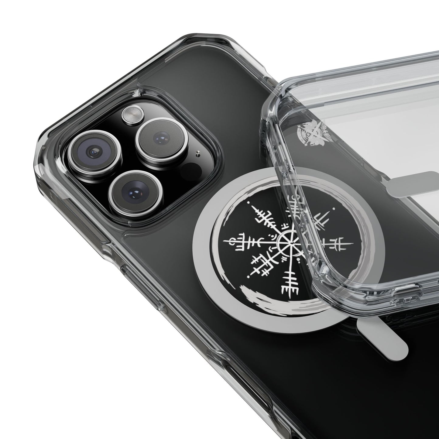 Viking Collection - Clear Magnetic Phone Case with Vegvisir Compass Design — Protective iPhone Case
