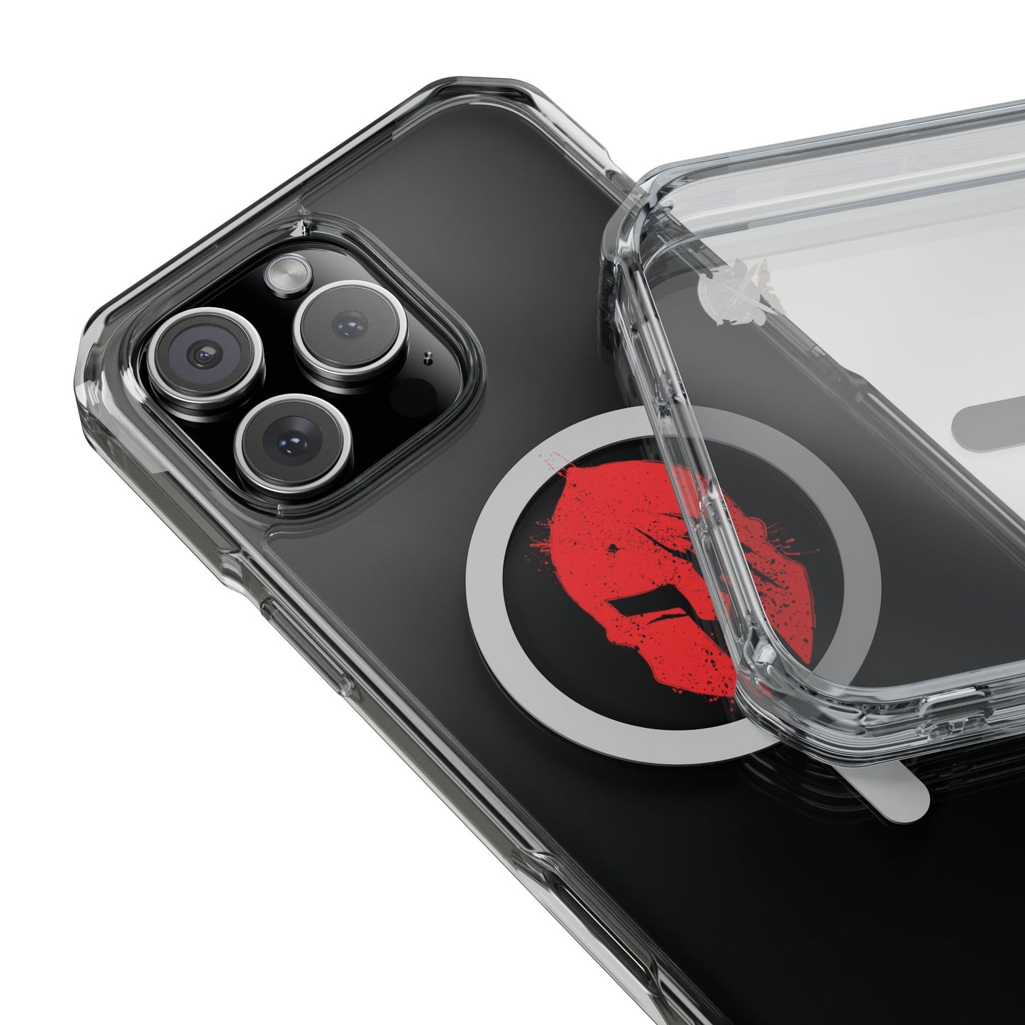 Spartan Collection - Clear Magnetic Phone Case — Red Spartan Helmet Design