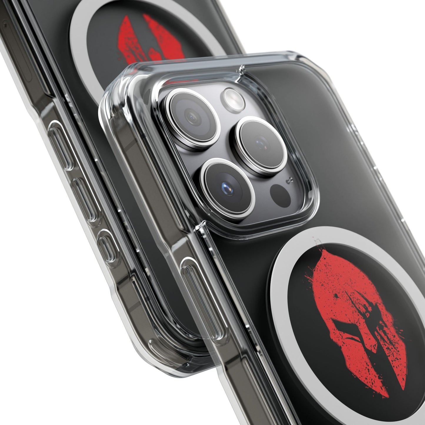 Spartan Collection - Clear Magnetic Phone Case — Red Spartan Helmet Design