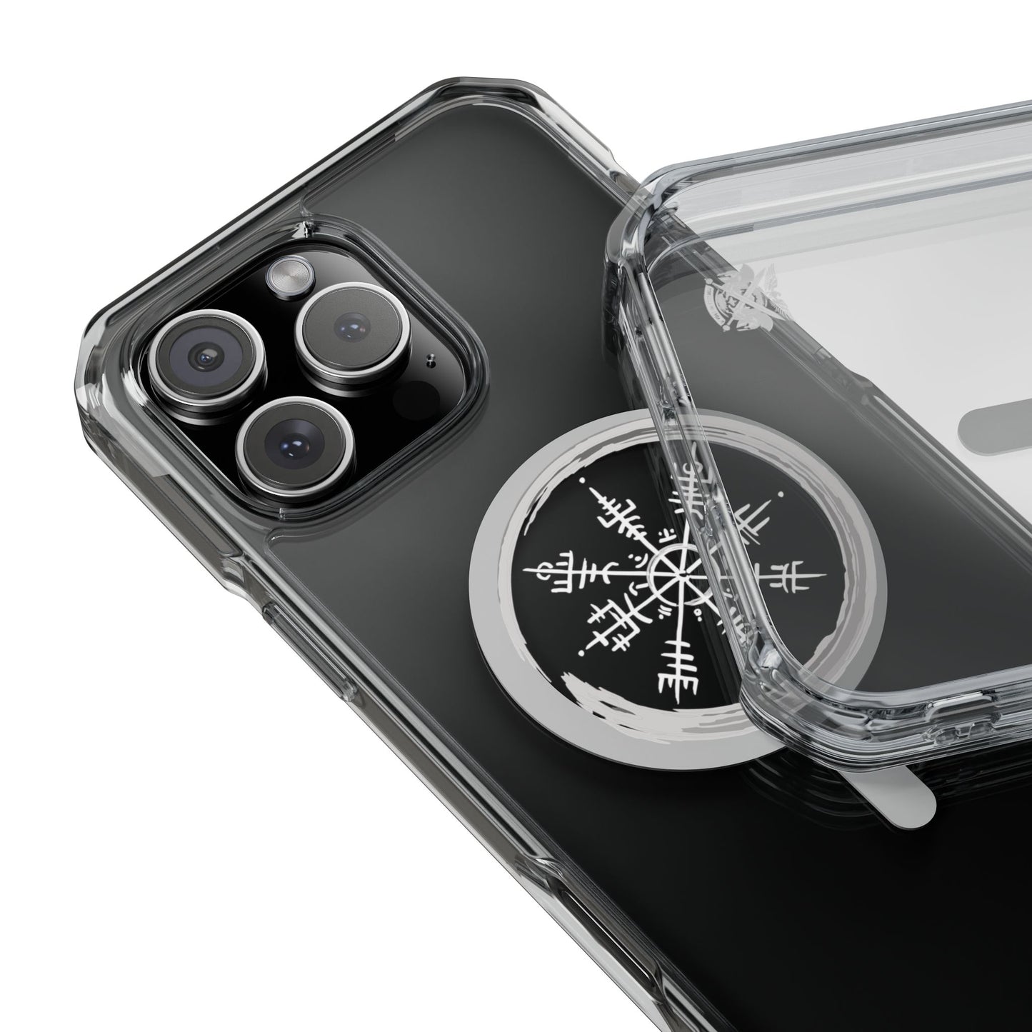 Viking Collection - Clear Magnetic Phone Case with Vegvisir Compass Design — Protective iPhone Case