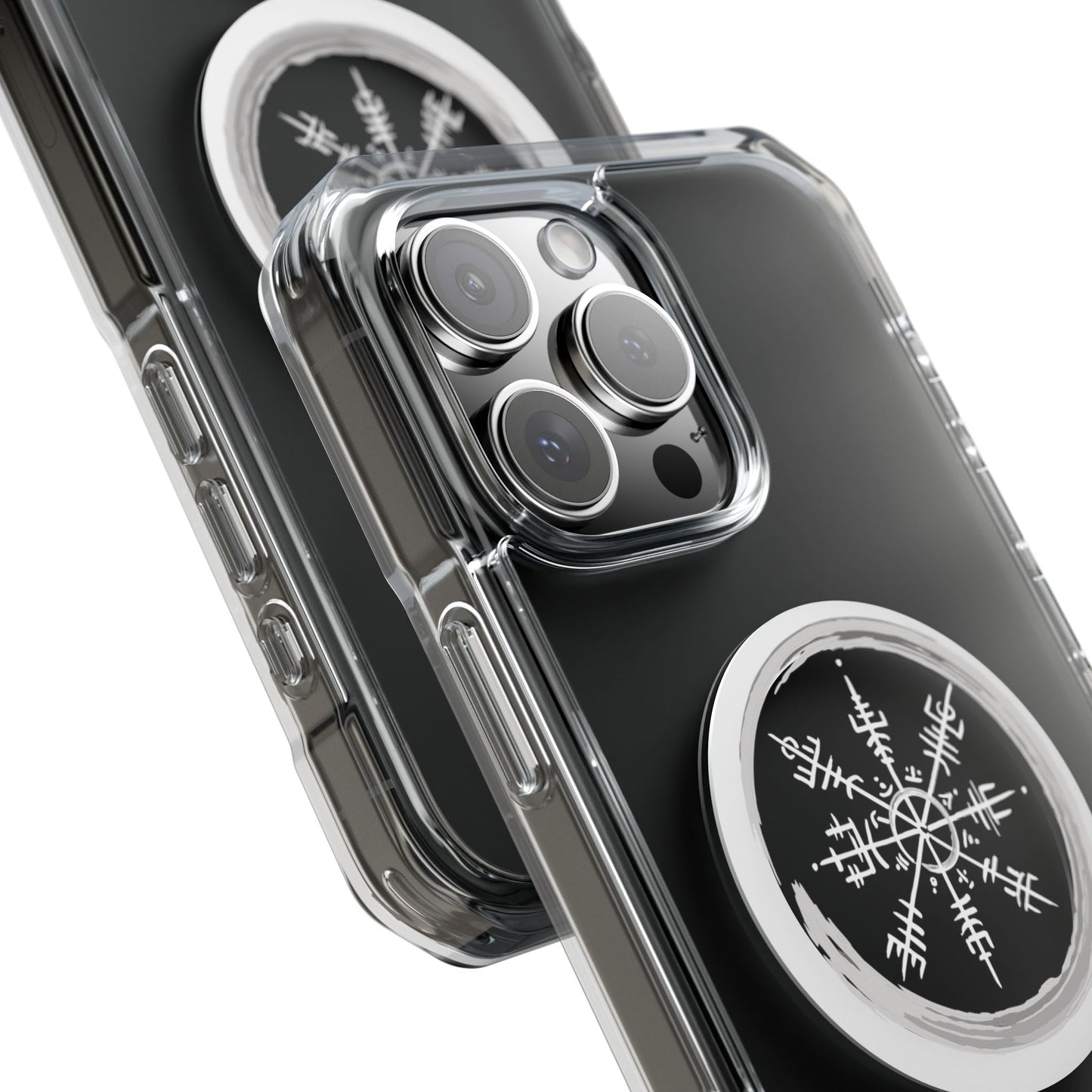 Viking Collection - Clear Magnetic Phone Case with Vegvisir Compass Design — Protective iPhone Case