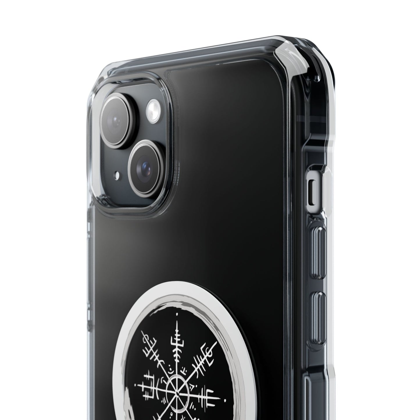 Viking Collection - Clear Magnetic Phone Case with Vegvisir Compass Design — Protective iPhone Case