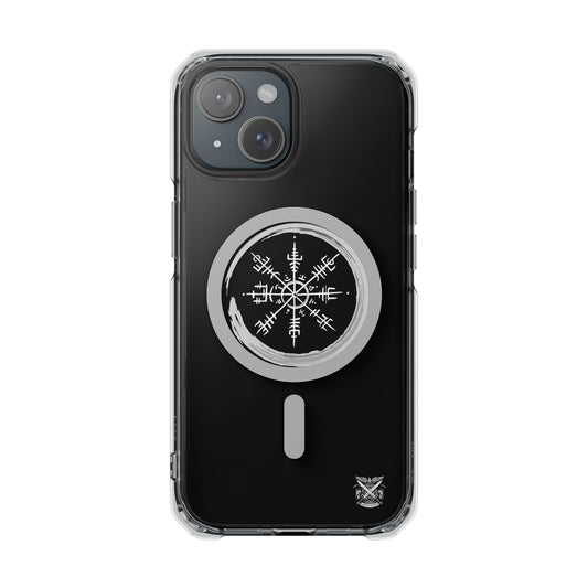 Viking Collection - Clear Magnetic Phone Case with Vegvisir Compass Design — Protective iPhone Case