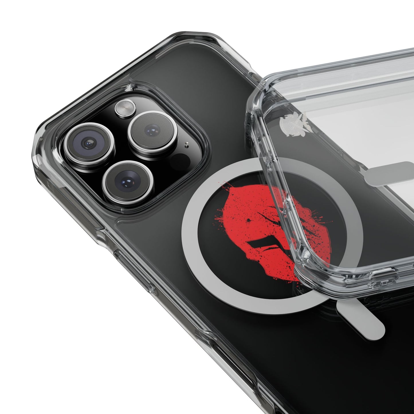 Spartan Collection - Clear Magnetic Phone Case — Red Spartan Helmet Design