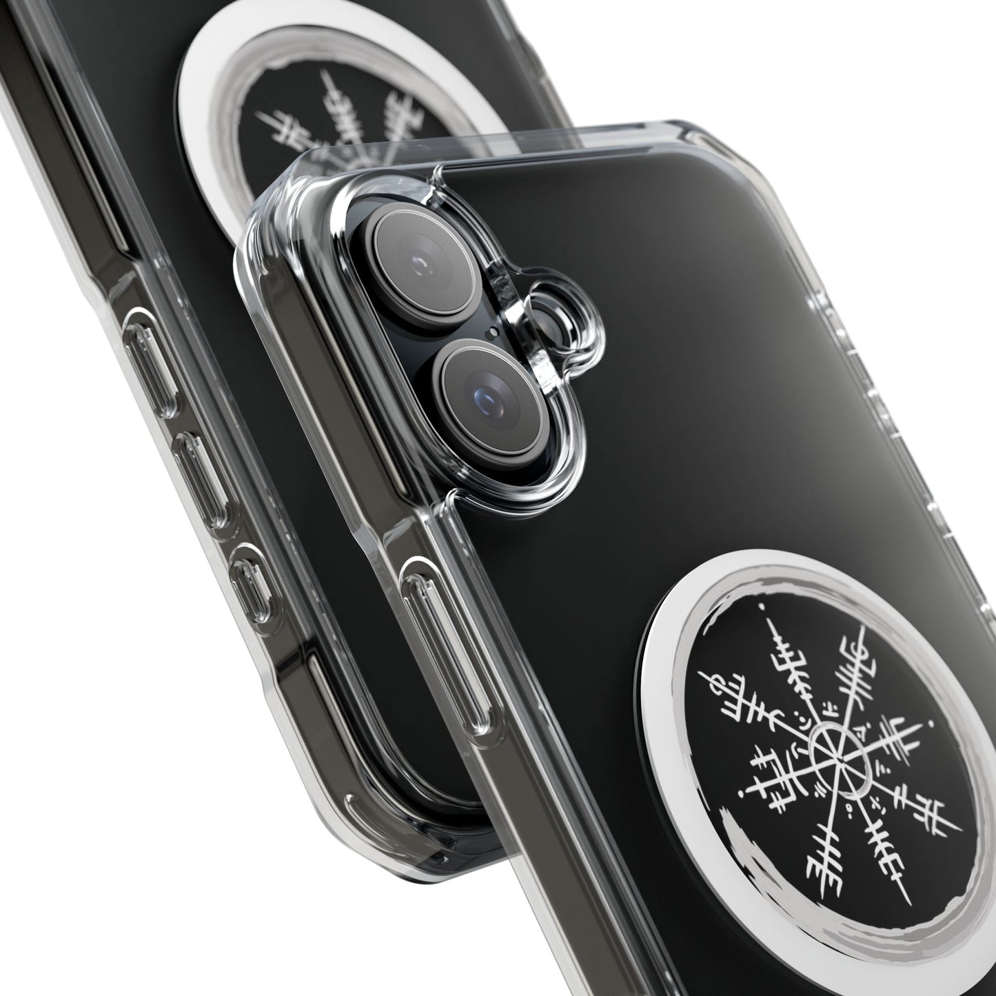 Viking Collection - Clear Magnetic Phone Case with Vegvisir Compass Design — Protective iPhone Case